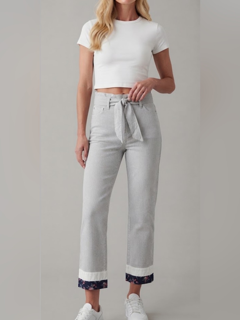 NWT MADEWELL PAPERBAG JEAN PANT WITH CONTRASTING TRIM, 4